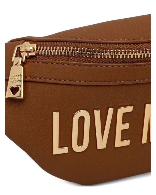 Love Moschino Brown Logo-Detail Buckle Belt Bag