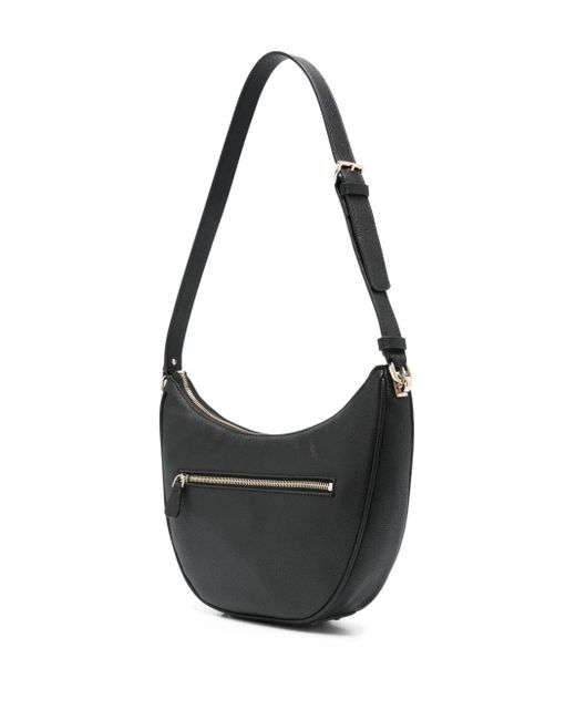 Guess Black Logo-Plaque Crescent Shoulder Bag