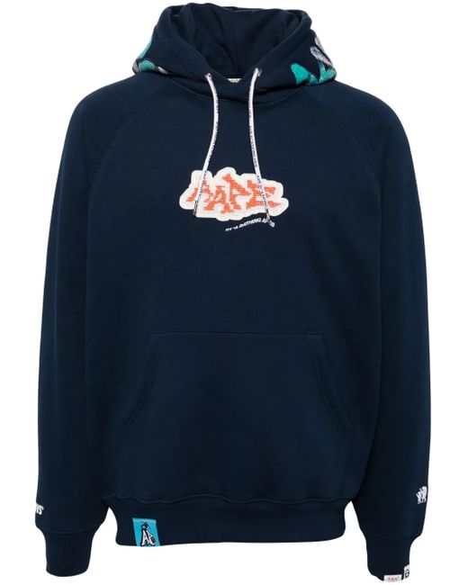 Aape By A Bathing Ape Blue Logo-Patch Hoodie for men
