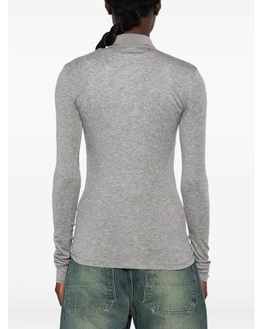 Entire studios Gray Long-Sleeve Polo Shirt