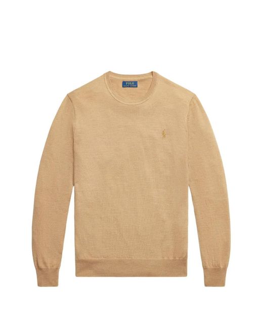 Polo Ralph Lauren Natural Logo-Embroidered Wool Sweater for men