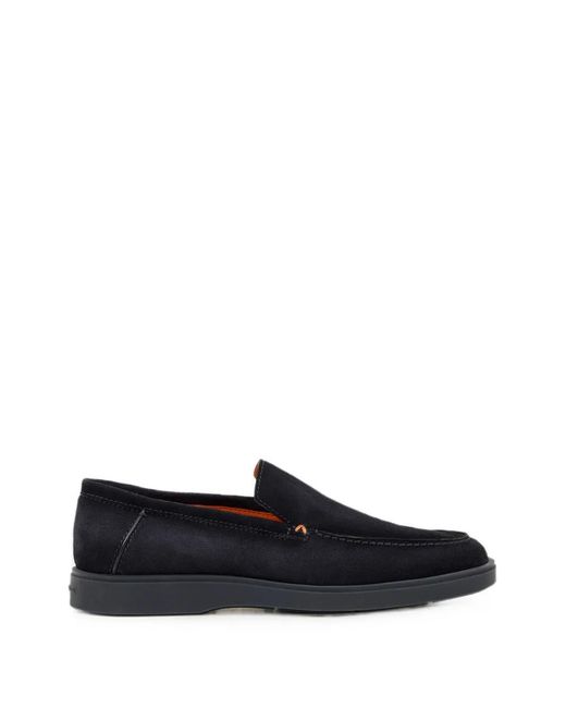 Santoni White Suede Almond-Toe Loafers for men