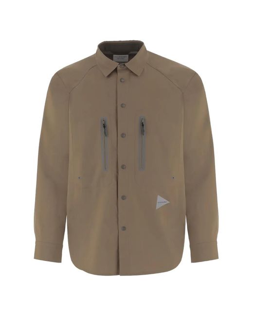 And Wander Brown Zip-Pocket Shirt for men