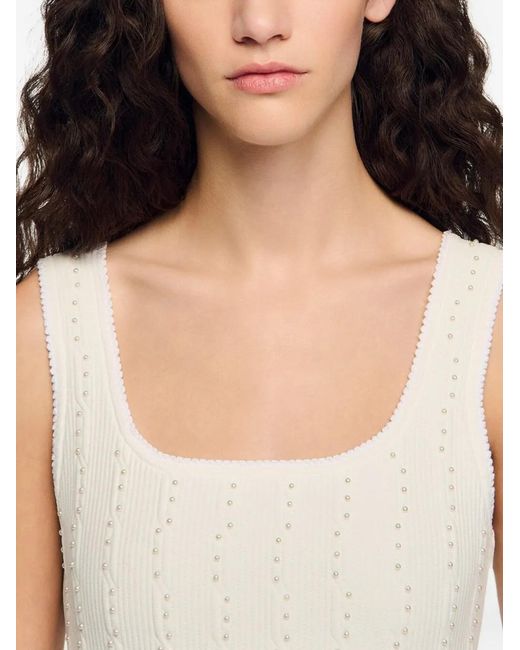 Sandro White Beaded Mini Dress