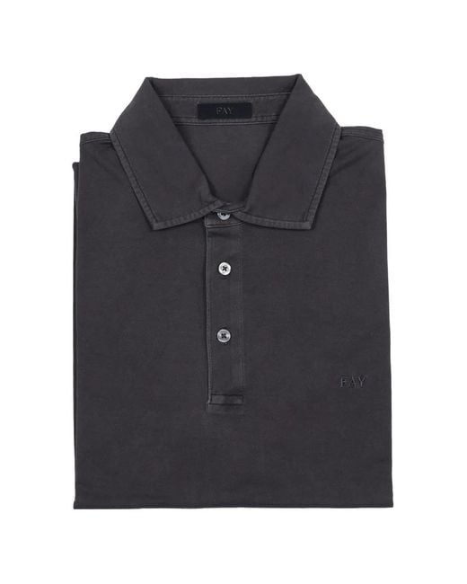Fay Black Logo-Embroidery Polo Shirt for men