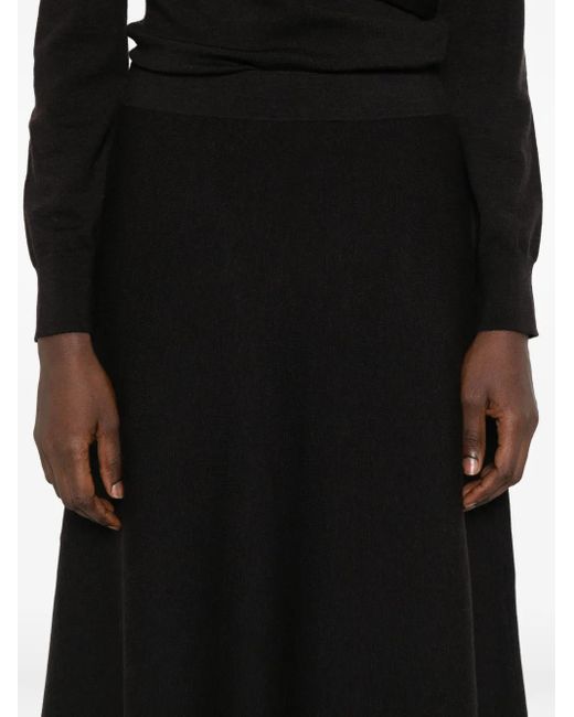 P.A.R.O.S.H. Black Elastic-waist Flared Midi Skirt