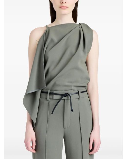 Proenza Schouler Gray Alyssa Top In Matte Double Crepe