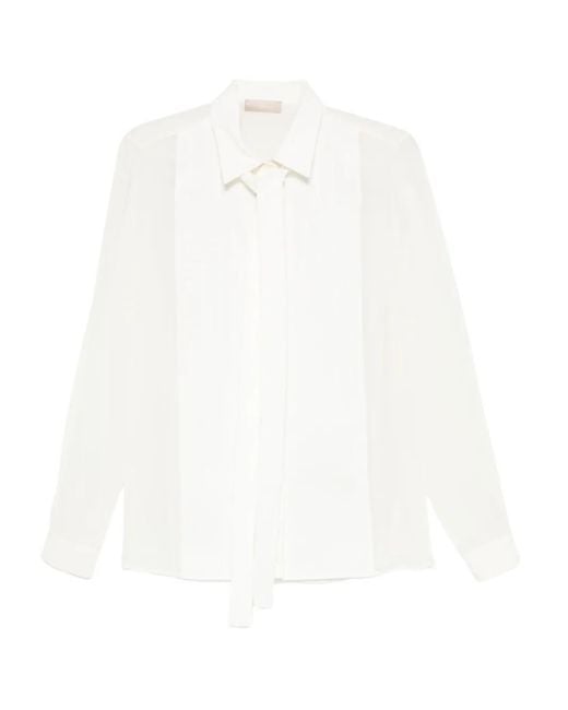 Elie Saab White Pleated Shirt