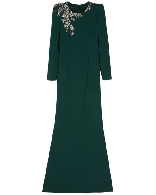 Jenny Packham Green Embellished Angel Eyes Gown