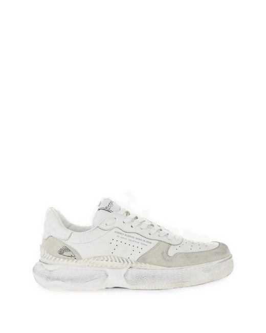 TRYPEE White Distressed Leather Sneakers for men