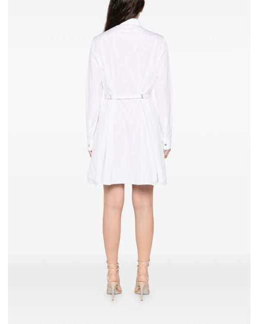 Versace White Lace-Trim Cotton-Poplin Mini Shirt Dress