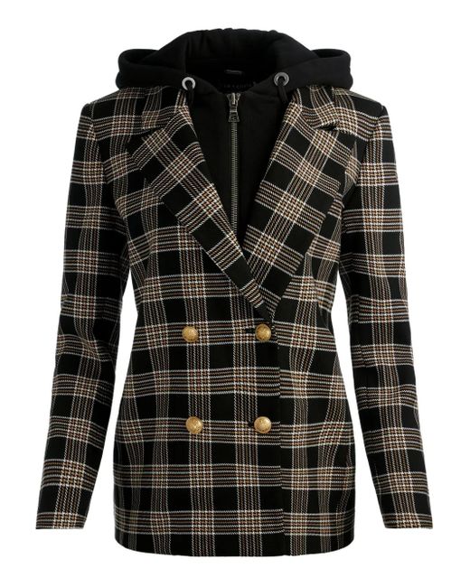 Alice + Olivia Jordan Geruit Jack Met Dubbele Rij Knopen in het Black