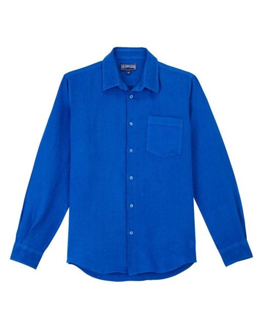 Vilebrequin Overhemd Met Geborduurd Logo in het Blue voor heren
