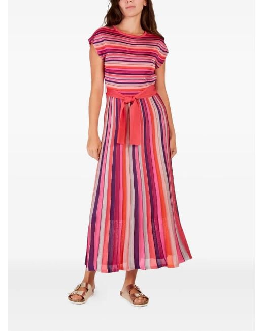 Rene' Derhy Red Xabina Striped Midi Dress