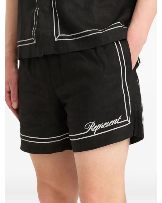 Represent Shorts Met Randdetail in het Black voor heren