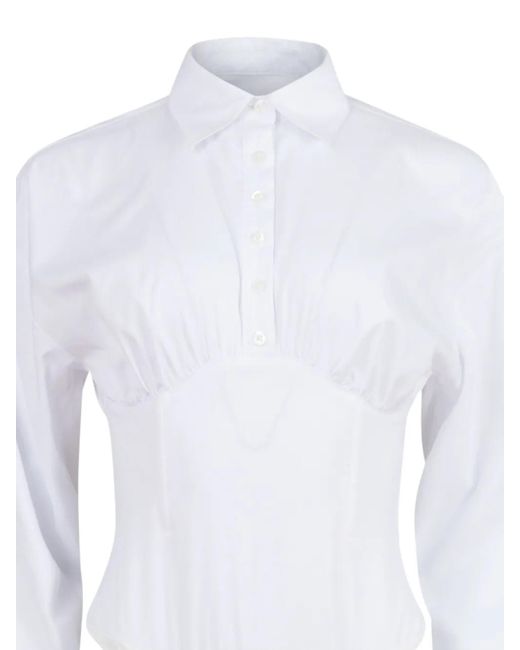 Fleur du Mal White Poplin Button-Down Bodysuit