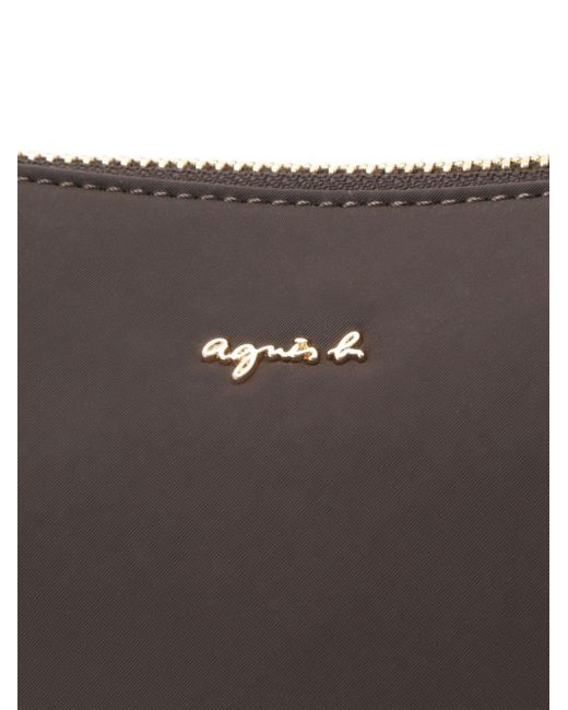 Agnes B. Gray Logo-lettering Two-tone Crossbody Bag