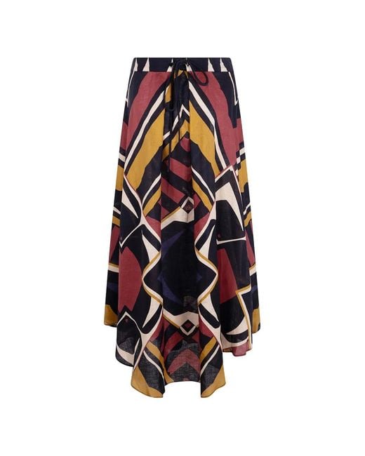VOLANTIS White Safi Geometric-Print Silk Maxi Skirt