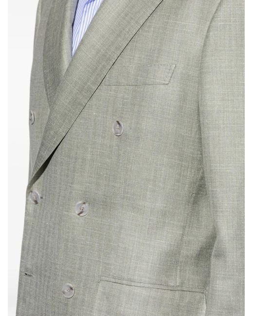 Brioni Gray Double-Breasted Blazer for men