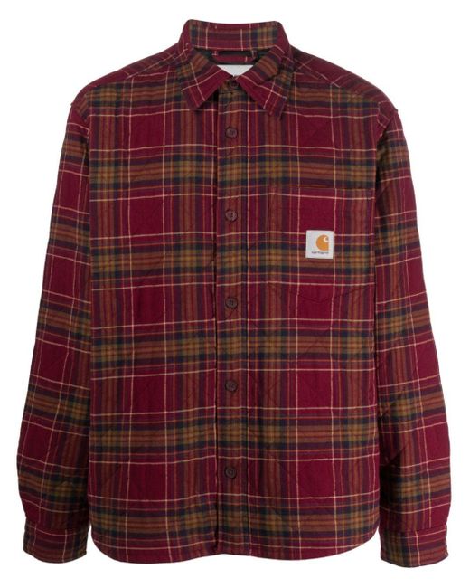 Carhartt Red Wiles Plaid-check Quilted Shirt Jacket for men