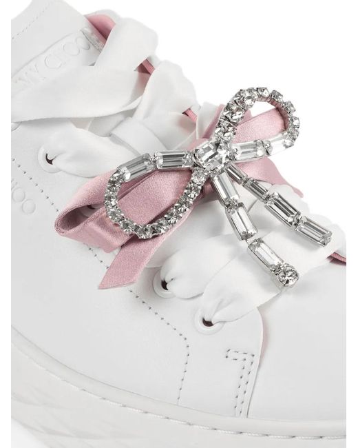 Jimmy Choo White Baskets Diamond Light Maxi F À Nœud Orné De Cristaux