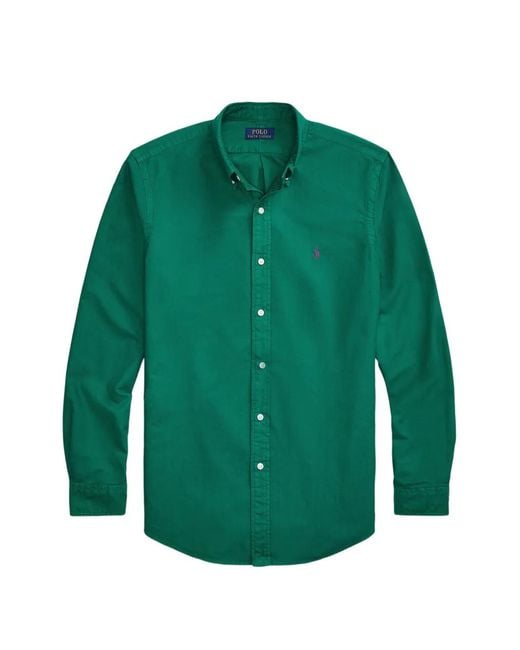 Polo Ralph Lauren Green Button-Up Long-Sleeved Shirt for men