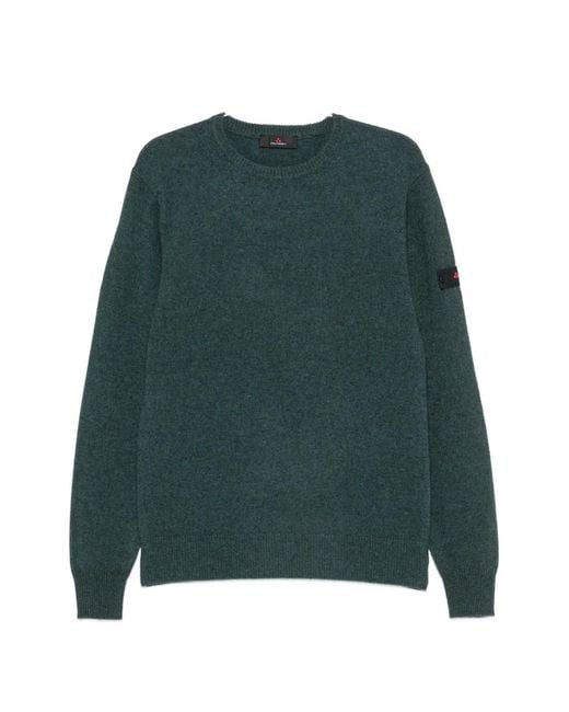 Peuterey Green Logo-Patch Crew-Neck Sweater for men
