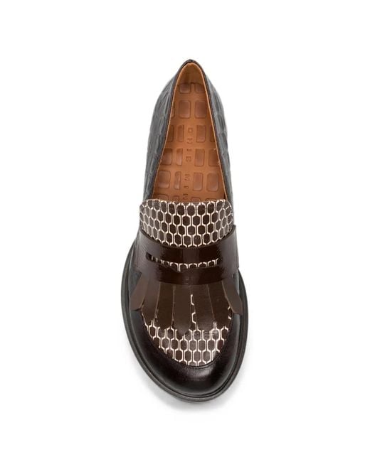 Chie Mihara Brown Jeluse Croc-Effect Fringed Loafers
