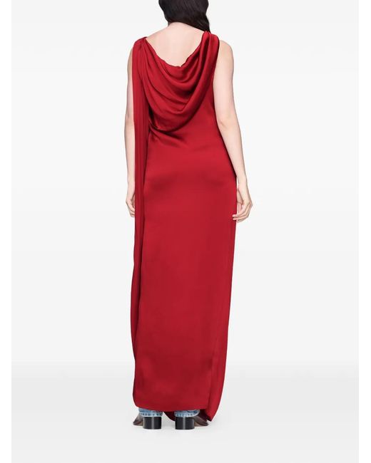 Maison Margiela Red Satin Dress With A Slit