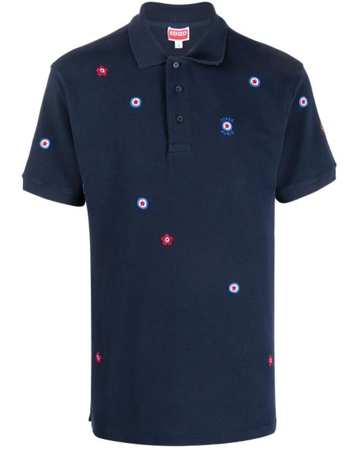 KENZO Blue Target Embroidered Cotton Shirt for men