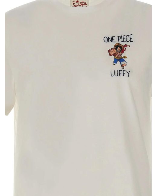 Mc2 Saint Barth White Portofino One-Piece-Luffy-Embroidered T-Shirt for men