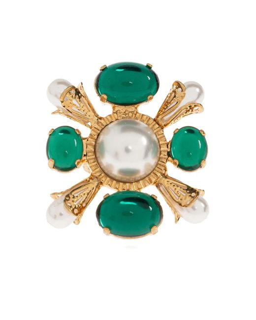 Bague Sertie De Cristaux Et Perles Artificielles Balmain en coloris Green