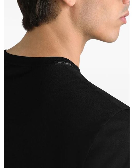 Dolce & Gabbana Black Silk Serafino T-Shirt for men