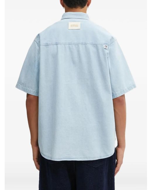 Aape By A Bathing Ape Blue Now Buttoned Patch Shirt for men