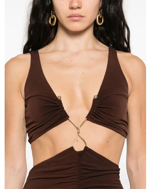 Nissa Brown Cut-Out Maxi Dress