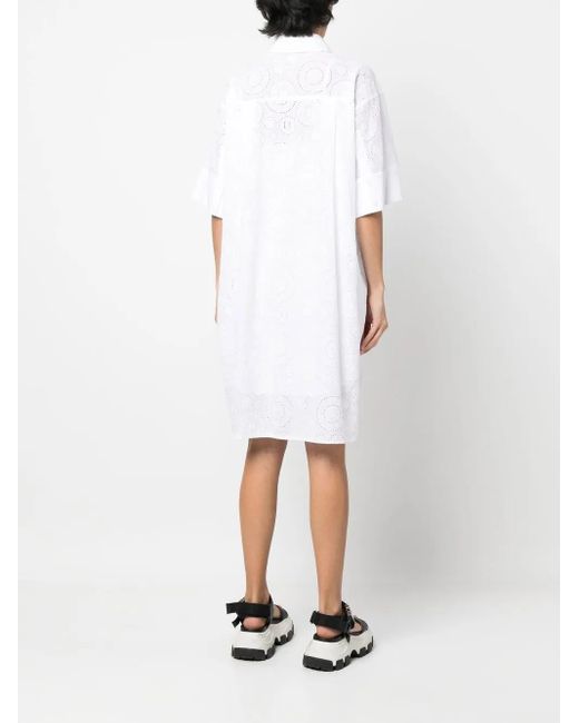Karl Lagerfeld White Broderie Anglaise Mini Shirtdress