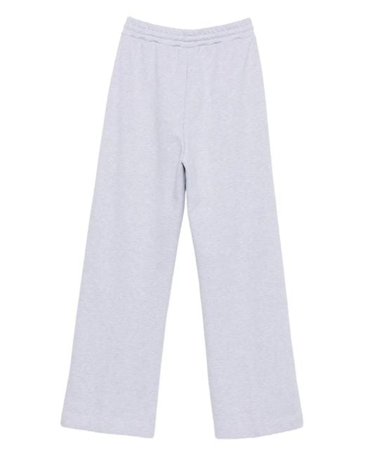 MSGM White Embroidered-Logo Sweatpants
