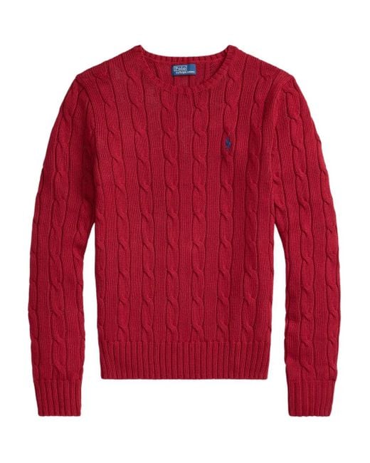 Polo Ralph Lauren Red Pullover Mit Zopfmuster