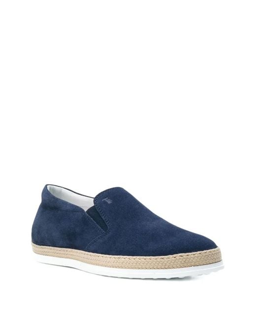 Tod's Blue Suede Slip-On Espadrilles for men