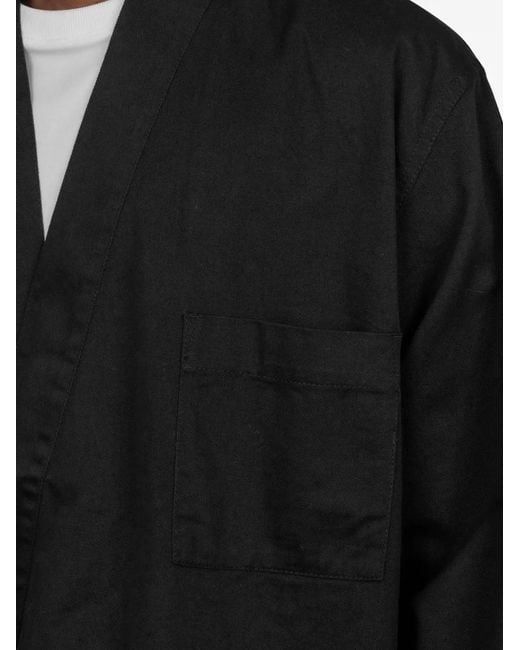 Universal Works Black Wrap-Front Kimono for men