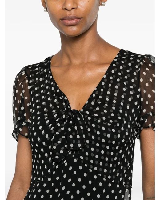N°21 Black Polka-Dot Ruffled Midi Dress