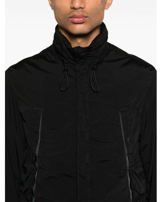 C P Company Black Lens-detail Concealed-hood Jacket for men