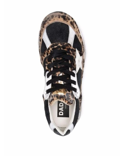 Golden Goose Deluxe Brand Black Running Sole Leopard Pattern Sneakers