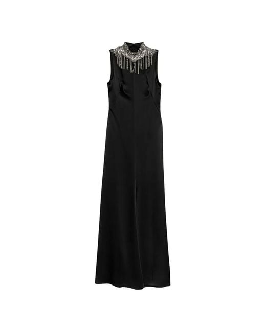 McQueen Black Mock-Neck Sleeveless Maxi Dress