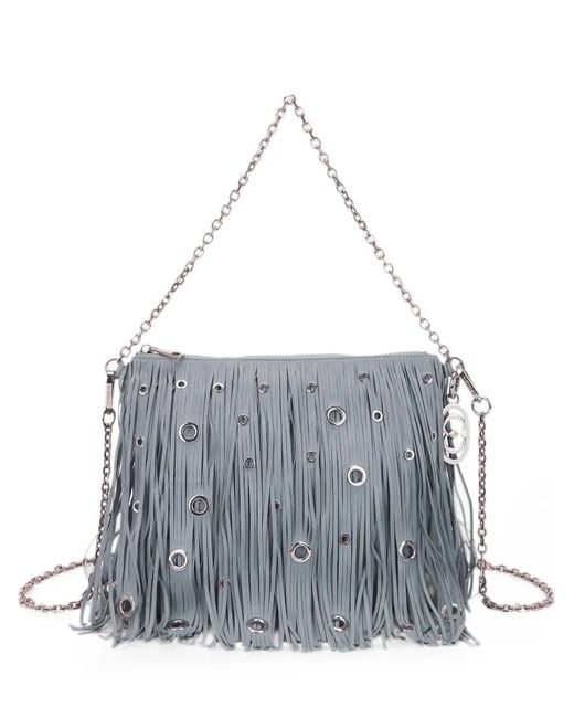 La Carrie Gray Night Edition Fringe-Detail Eyelet-Embellished Shoulder Bag