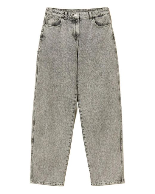 Twinset Jeans Met Logopatch En Cargo Zak in het Gray