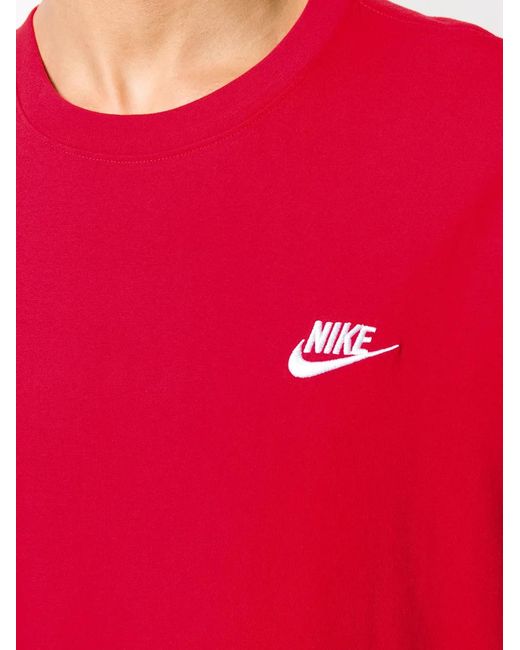 Nike Red Sportswear Club Crew-Neck T-Shirt for men