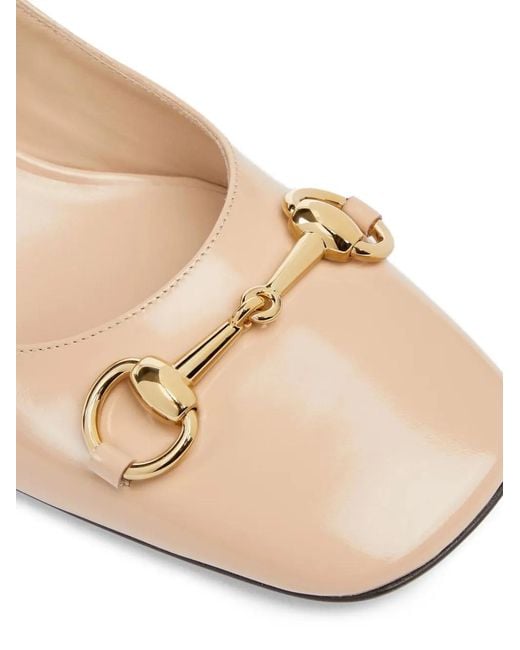 Gucci Natural Horsebit Patent-Leather Pumps