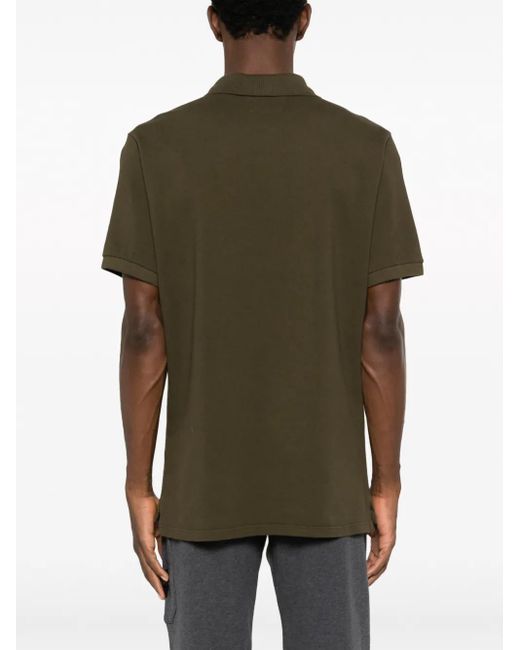 C P Company Green Logo-Embroidered Cotton Polo Shirt for men
