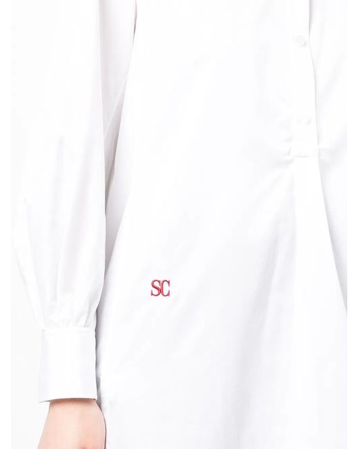 Shiatzy Chen White Cotton Mandarin-Collar Shirt